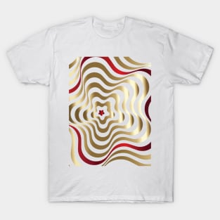 OP Art Gold Flower with Red Ribbon T-Shirt